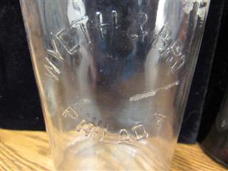 VTG LOT OF 4 GLASS BROWN & CLEAR MEDICINE BOTTLES